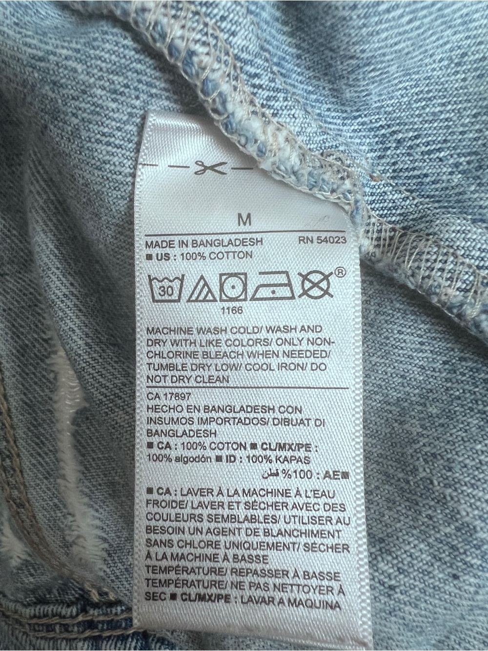Old Navy Distressed Button Up Classic Denim Jacket Lightweight Holes Blue SZ M - Picture 11 of 11